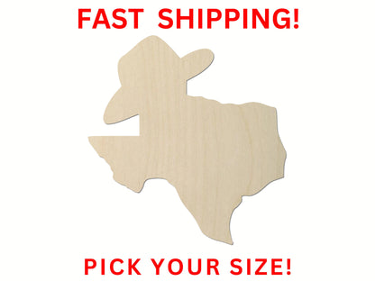 Wooden Texas Cowboy Hat Shape | Texas Cutout | Craft Supplies | Bulk Wholesale | Western