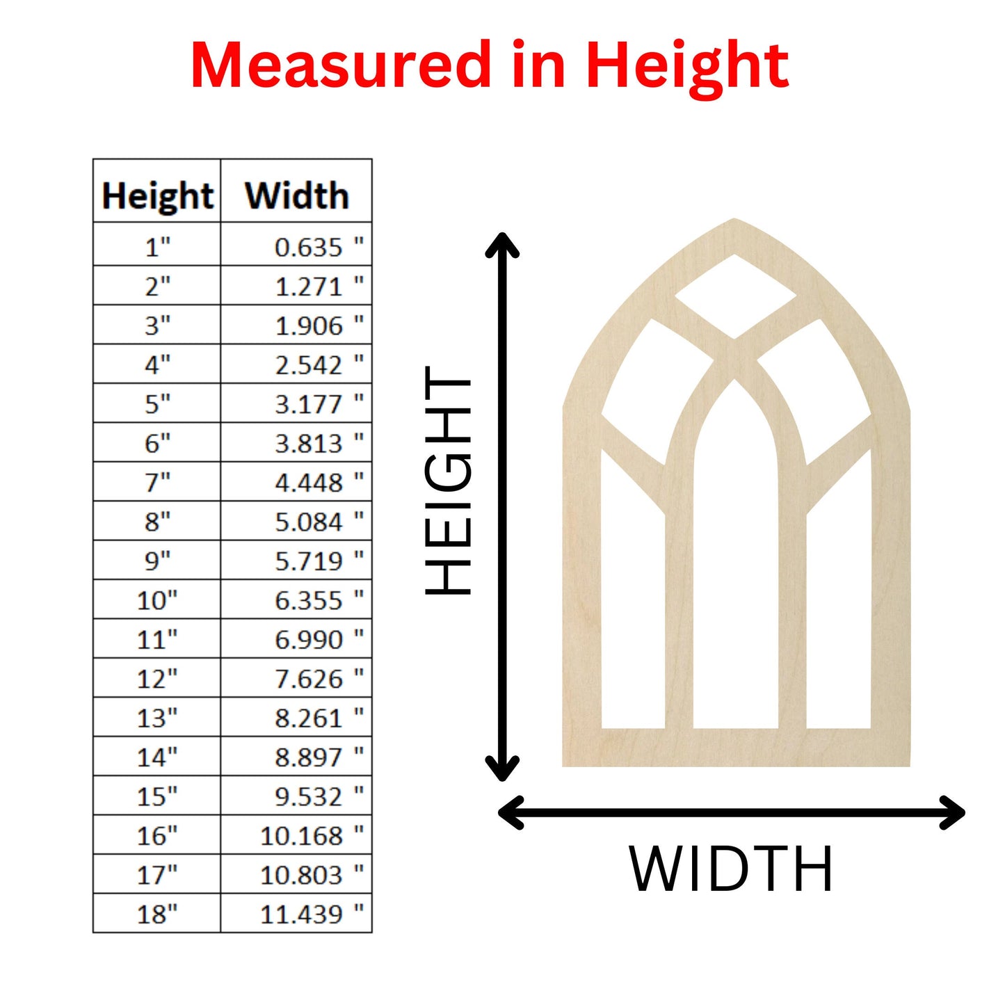 Wooden Window Shape | Cathedral Church Window Blank Cutout | Stained Glass Window | Craft Supplies | Crafting Blanks | Bulk