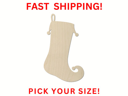 Wooden Whimsical Stocking Shape 01 | Christmas Stocking Wood Cutout | Craft supplies | Stocking Bulk