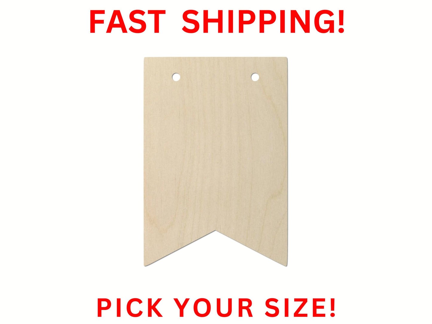 Wooden Bunting Flag Shape 01 | DIY Rope Sign Banner Plaque | Craft Supplies | Bulk Wholesale