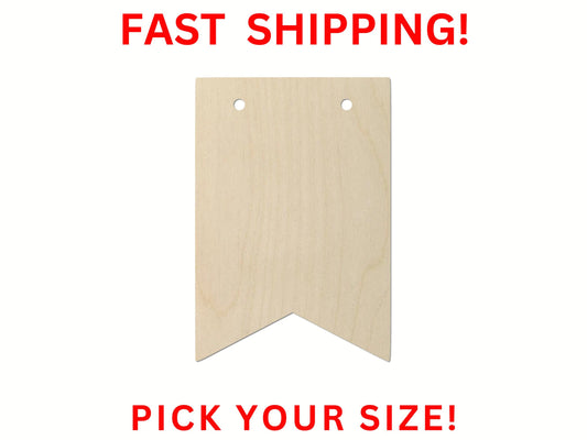 Wooden Bunting Flag Shape 01 | DIY Rope Sign Banner Plaque | Craft Supplies | Bulk Wholesale