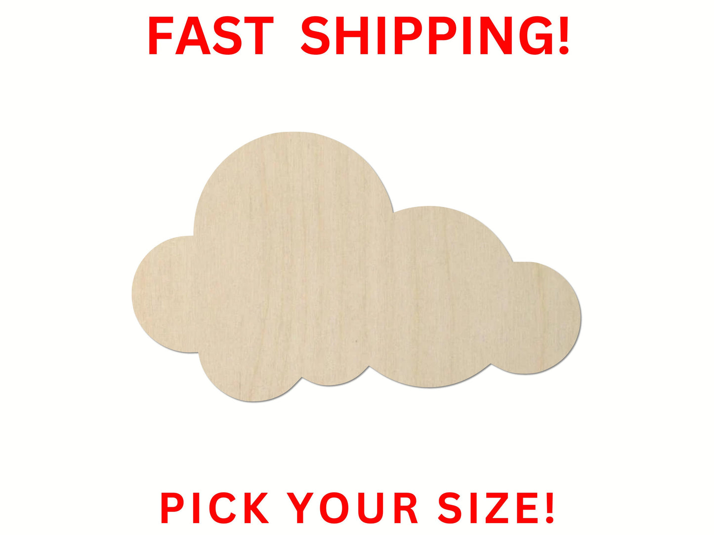 Wooden Cloud Shape 10 | Cloud Blank Cutout | Craft Supplies | Bulk Cloud | Nursery Decor