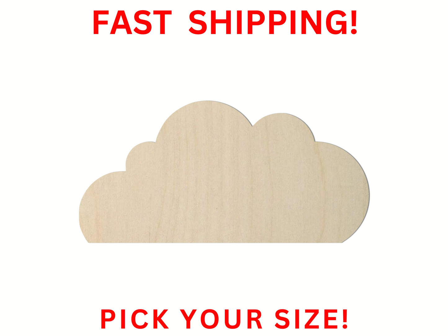 Wooden Cloud Shape 11 | Cloud Blank Cutout | Craft Supplies | Bulk Cloud | Nursery Decor