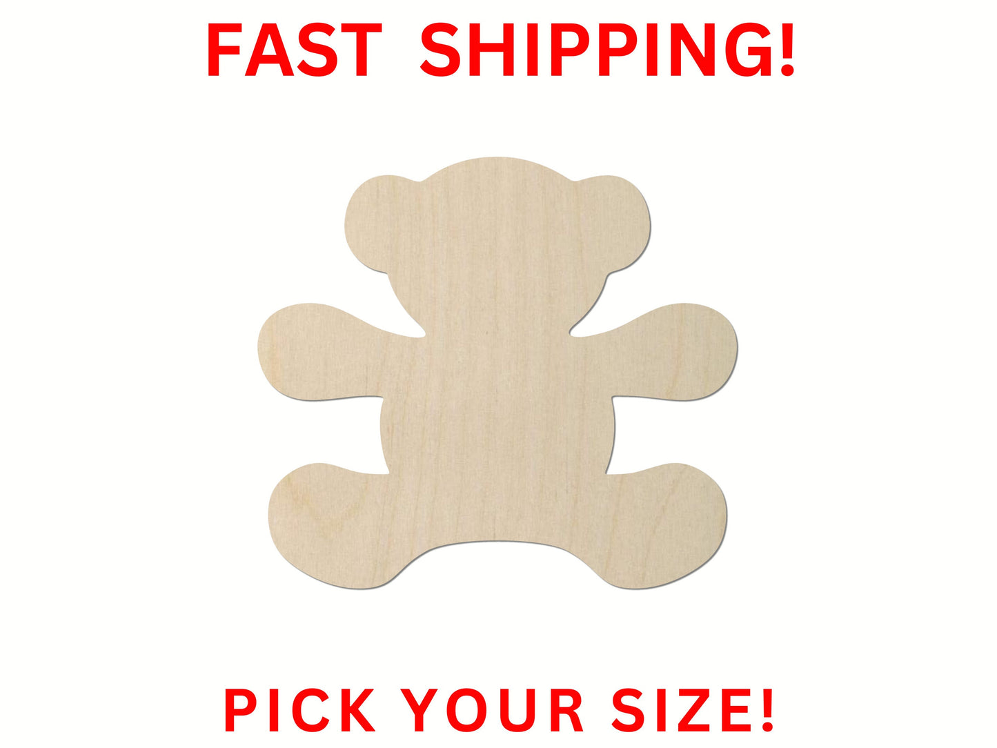 Wooden Teddy Bear Shape | Bear Wooden Cutout Shape | Laser Cut Blanks | | DIY Craft Blanks | Bulk Bear