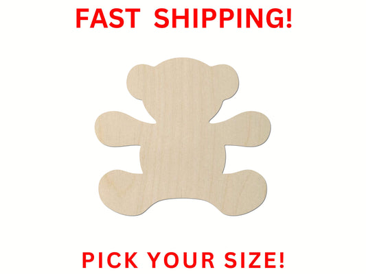 Wooden Teddy Bear Shape | Bear Wooden Cutout Shape | Laser Cut Blanks | | DIY Craft Blanks | Bulk Bear