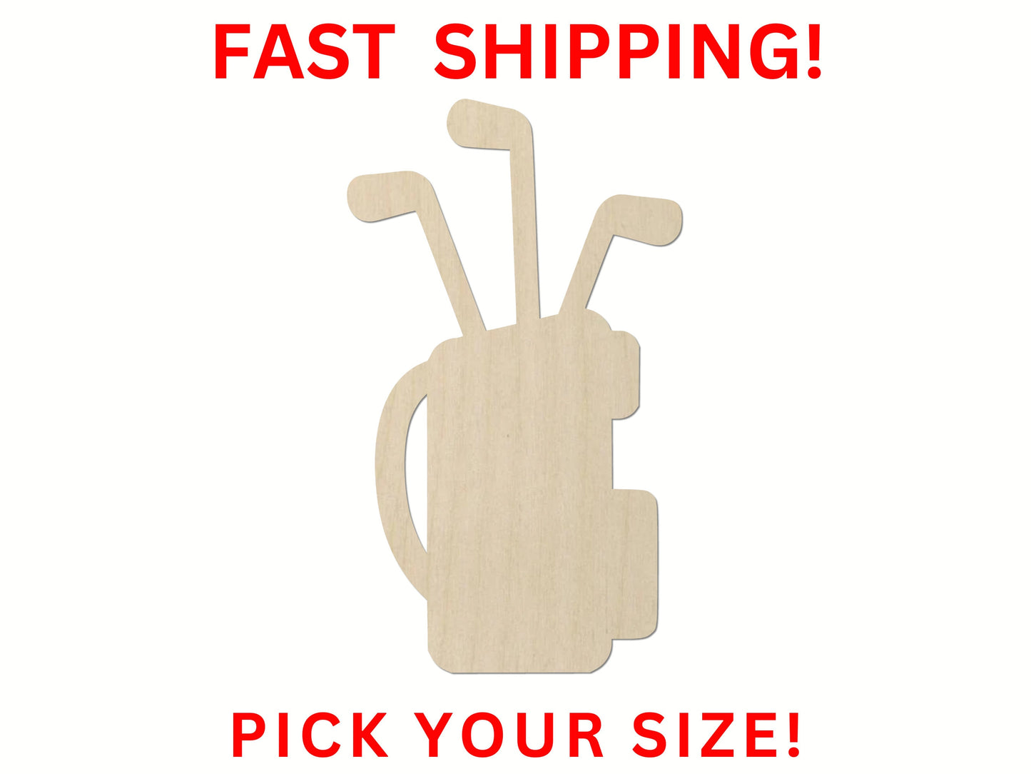 Wooden Golf Bag Shape | Golf Cutout | Craft Supplies | Bulk Wholesale | Sports Golfing