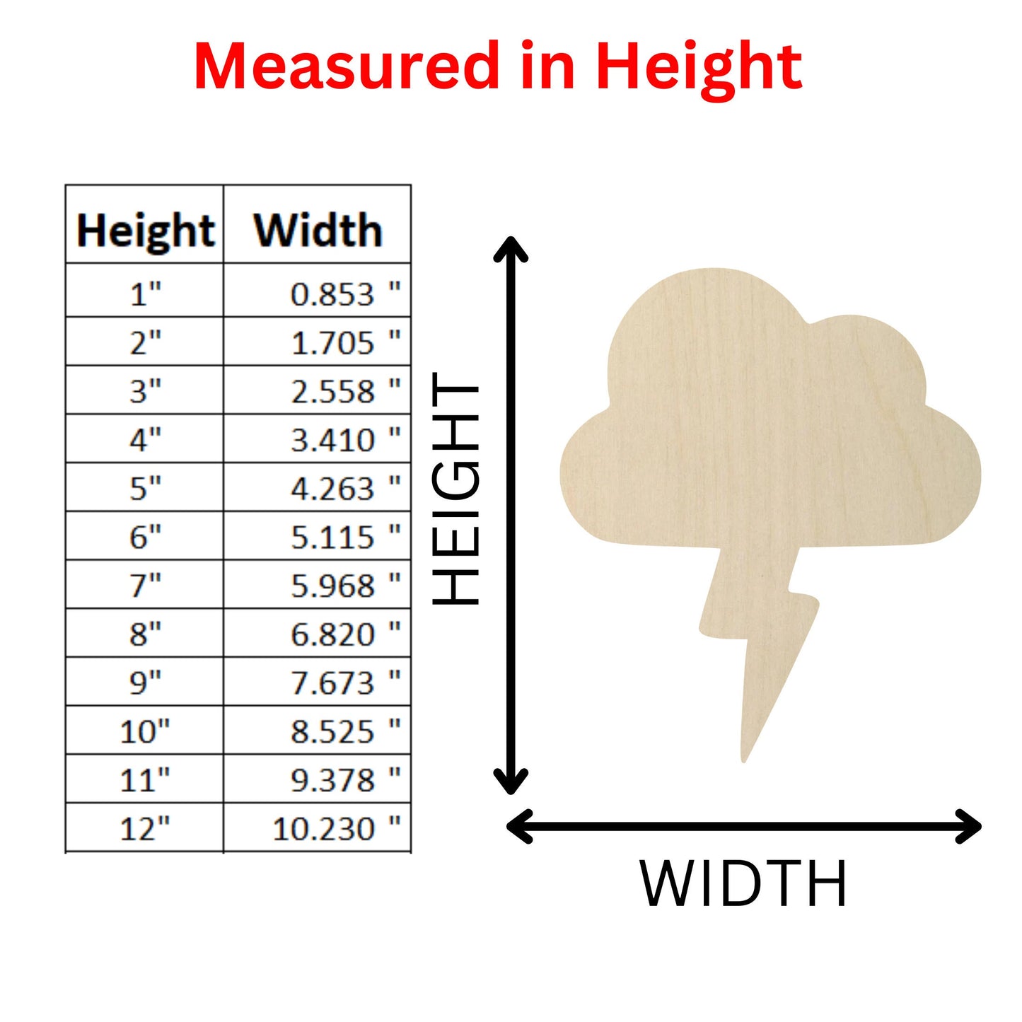 Wooden Lightning Cloud Shape | Cloud Lightning Bolt Blank Cutout | Craft Supplies Weather Storm Rain Forecast