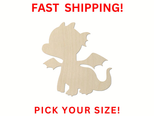 Wooden Cute Dragon Shape 02 | Mythical Cutout | Dragon Cutout | Wooden Blank Cutout | Laser Cut | Dragon Crafting Supply