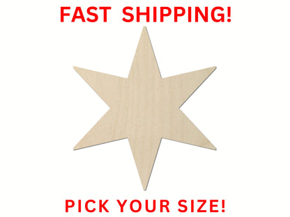 Wooden Six Pointed Star Shape | Wood Star Blank Cutout | Craft Supplies | Bulk Star