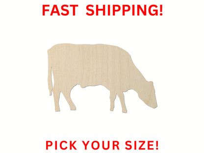 Wooden Cow Shape 02 | Grazing Cow Wood Cutout Shape | Laser Cut Blanks | | DIY Craft Blanks