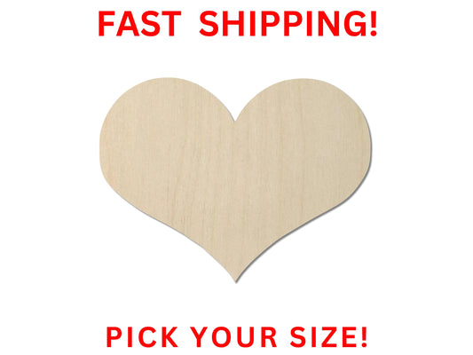 Wooden Heart Shape | Wide Heart | Valentines - Love | Heart Blank Cutout | Craft Supplies | Laser Cut