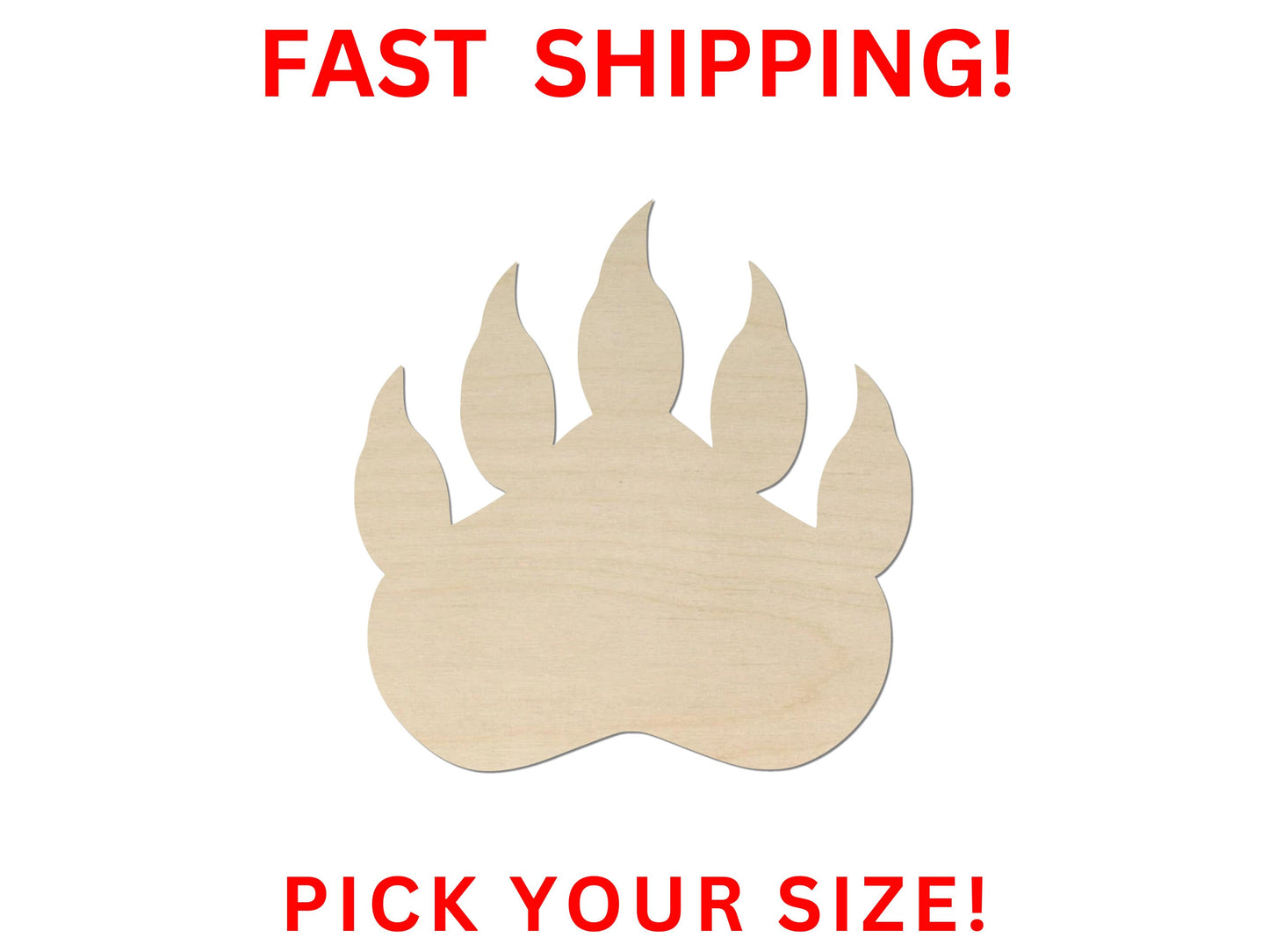 Wooden Bear Claw Shape | Bear Claw Paw Wooden Cutout Shape | Laser Cut Blanks | Craft Supplies | DIY Craft Blanks