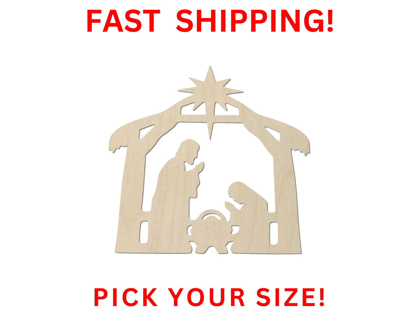 Wooden Nativity Shape | Nativity Scene Wood Cutout Shape | Laser Cut Blanks | | DIY Craft Blanks