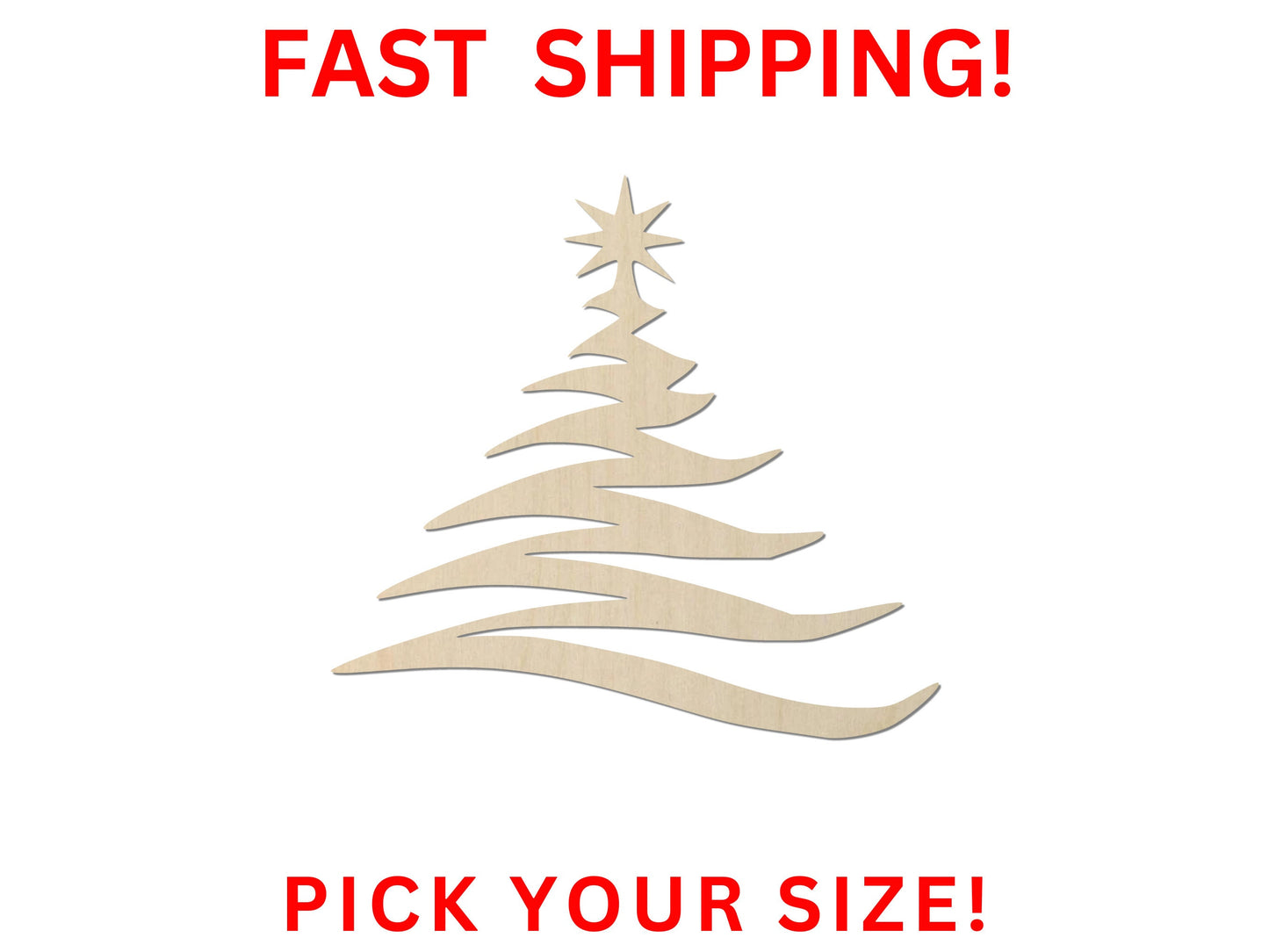 Wooden Christmas Tree Shape 14 | Wood Blank Cutout | DIY Craft Supplies | Holiday Christmas Decor