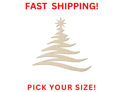 Wooden Christmas Tree Shape 14 | Wood Blank Cutout | DIY Craft Supplies | Holiday Christmas Decor